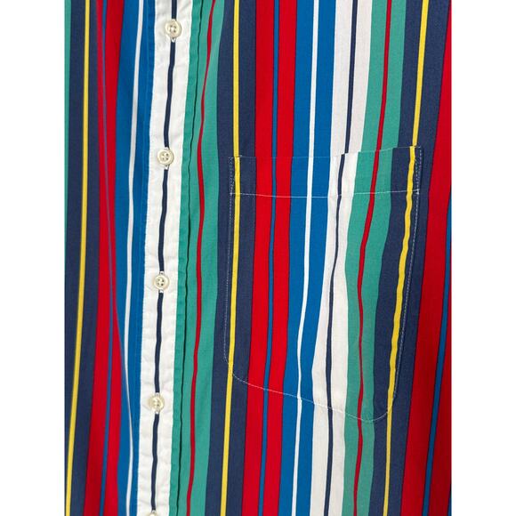 Vintage Sears Striped Cotton Short Sleeve Shirt 80s 90s Retro large - Picture 8 of 12